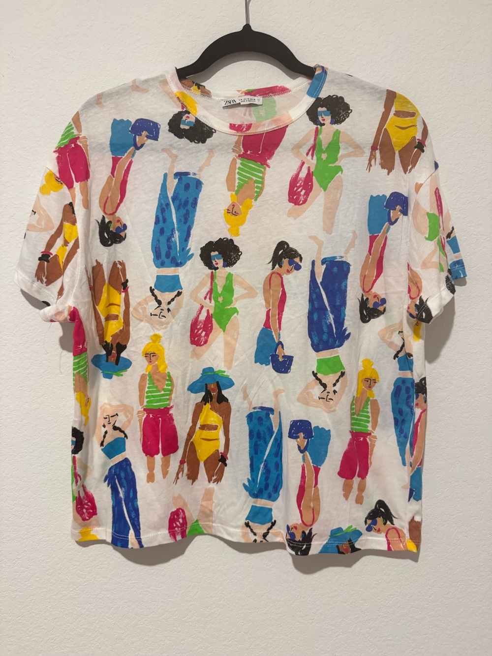 Zara Vacation Travel Beach Novelty Print Cotton Short Sleeve T Shirt